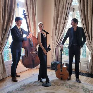 Trio Jazz/pop et chanson française, animation musicale évènementielle au Pré Catelan, tenues élégantes